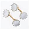 Image 1 : Men's Antique 14k Rosy Yellow Gold & Platinum Mother of Pearl Round Cuff Links