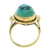 Image 2 : Vintage 14k Yellow Gold Oval Cabochon Bezel Set Turquoise Grooved Cocktail Ring