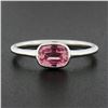 Image 2 : 18k White Gold 0.81 ctw GIA Cushion Padparadscha Sapphire Bezel Solitaire Ring