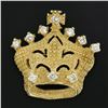 Image 2 : Vintage 18k Gold .65 ctw Diamond Textured Bead Crown Tiara Fleur De Lis Pin Broo