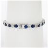 Image 2 : New 18k White Gold 12.26 ctw Top Quality Diamond & Sapphire Tennis Line Bracelet
