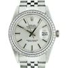 Image 1 : Rolex Mens Stainless Steel Silver Index Diamond Bezel Datejust Wristwatch 36MM