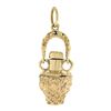 Image 1 : Vintage 14k Gold Textured Two-Handled Swinging Fragrance Jar Charm Pendant