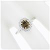 Image 3 : NEW 18k & 14k Gold GIA Fancy Dark Yellow Brown Solitaire w/ Diamond Halo Ring
