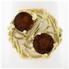 Image 1 : Vintage Handmade 18k Gold 3.2 ctw Round Garnet Open Wire Work Bypass Cocktail Ri