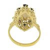 Image 2 : Vintage 14k Gold Marquise Cabochon Opal & .40 ctw Sapphire Open Textured Work Ri