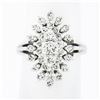 Image 1 : Vintage 14K White Gold 1.03 ctw Prong Diamond Navette Shape Tiered Cluster Ring
