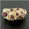Image 2 : 14k Yellow Gold 1.60 ctw Ruby & Diamond 3D Textured Spotted Leopard Cocktail Rin