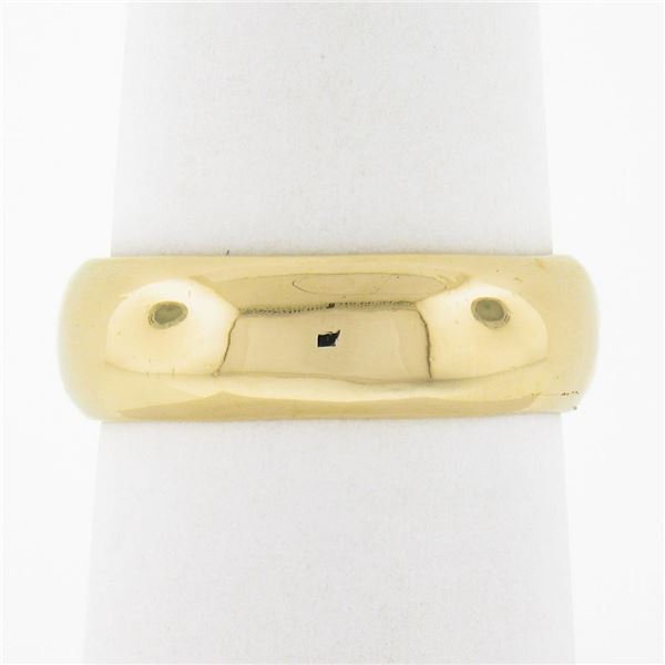 Unisex Classic 14K Gold 6mm Wide Plain Dome Polished Stackable Wedding Band Ring
