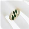 Image 3 : 18k Gold 1.65 ctw Square Step Cut Emerald w/ Diamond Domed Statement Band Ring