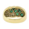 Image 7 : 18k Gold 1.65 ctw Square Step Cut Emerald w/ Diamond Domed Statement Band Ring