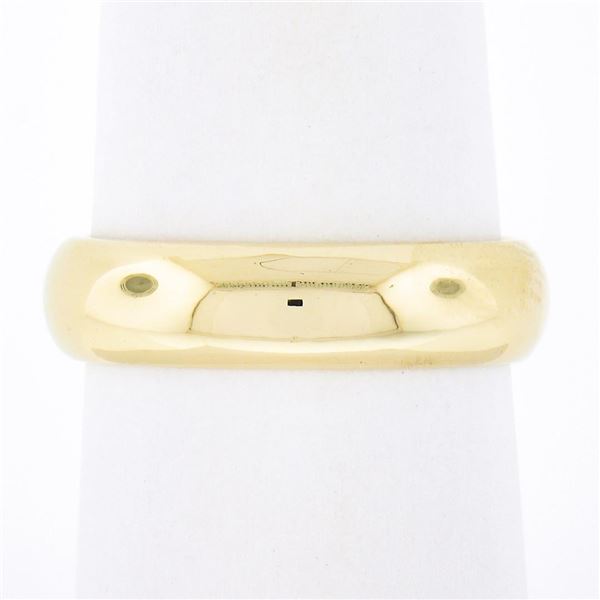 Unisex Classy 14K Yellow Gold 5mm Plain Domed Polished Stack Wedding Band Ring