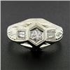 Image 2 : Antique Art Deco 18k Gold Old European w/ Baguette Diamond Hand Engraved Ring