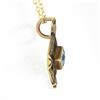 Image 4 : Antique Art Nouveau 14K Gold Aquamarine Hand Etched Open Petite Pendant & Chain