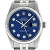 Image 1 : Rolex Mens Stainless Steel 36MM Blue Diamond Datejust Wristwatch