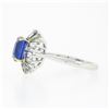 Image 7 : Platinum & 18k Gold GIA Burma NO HEAT Sapphire Baguette Diamond Ballerina Ring