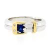 Image 4 : Estate 18k Two Tone Gold 0.38 ctw FINE Sapphire & Diamond Buckle Band Ring Sz 6.