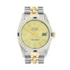Image 1 : Rolex Mens Champagne Index Dial 18K Yellow Gold Sapphire And Diamond Bezel Datej