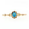 Image 1 : Antique Victorian 14k Gold Blue Stone & Seed Pearl Halo Tapered Bar Brooch Pin