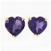 Image 1 : Estate 14K Yellow Gold 1.35 ctw Heart Prong Set Amethyst Solitaire Stud Earrings