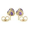 Image 3 : Estate 14K Yellow Gold 1.35 ctw Heart Prong Set Amethyst Solitaire Stud Earrings