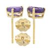 Image 4 : Estate 14K Yellow Gold 1.35 ctw Heart Prong Set Amethyst Solitaire Stud Earrings