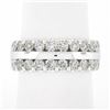 Image 1 : 14k White Gold 1.20 ctw Dual Row Round Diamond w/ Polished Center Wide Band Ring
