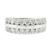 Image 4 : 14k White Gold 1.20 ctw Dual Row Round Diamond w/ Polished Center Wide Band Ring
