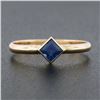 Image 2 : Simple Petite 14k Gold 0.35 ctw Square Step Cut Bezel Set Sapphire Solitaire Rin