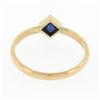 Image 6 : Simple Petite 14k Gold 0.35 ctw Square Step Cut Bezel Set Sapphire Solitaire Rin
