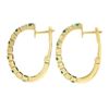 Image 4 : 18K Gold 2.74 ctw Alternating Round Diamond & Emerald Oval Hoop Huggie Earrings