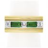 Image 1 : Unisex Vintage 18k Gold 1.10 ctw Baguette Tourmaline & Square Diamond Band Ring