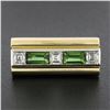 Image 2 : Unisex Vintage 18k Gold 1.10 ctw Baguette Tourmaline & Square Diamond Band Ring