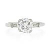 Image 4 : Vintage Platinum 1.14 ctw GIA Round Diamond w/ Baguette Accent Engagement Ring