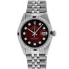 Image 1 : Rolex Mens Stainless Steel Red Vignette Diamond And Ruby 36MM Datejust Wristwatc