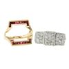 Image 4 : Unique Vintage Retro 14k Gold & Platinum 2.75 ctw Diamond & Ruby Insert Ring Set