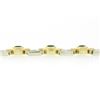 Image 7 : Vintage 18K & 14K TT Gold Round Bezel Sapphire & Baguette Diamond Link Bracelet
