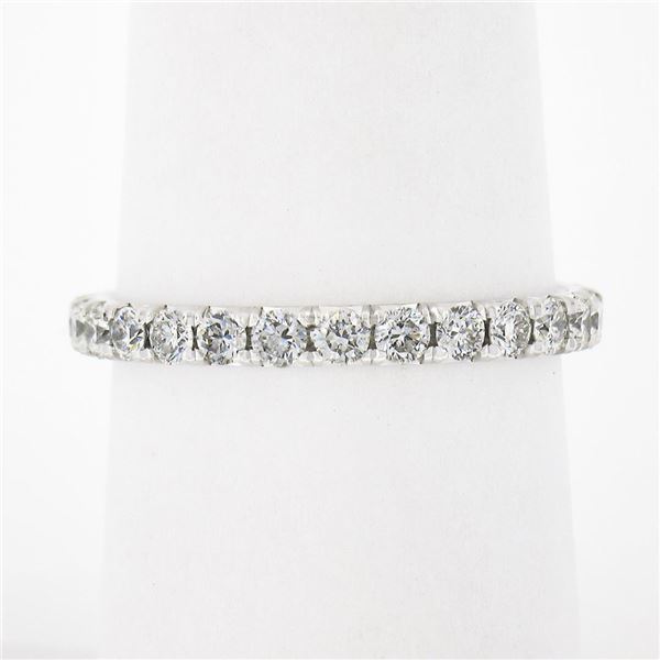 Blue Nile .950 Platinum 1.08 ctw Pave Diamond Stack Wedding Eternity Band Ring