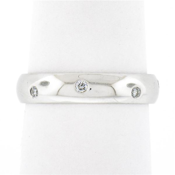 Platinum 0.16 ctw Round Burnish Set Diamond 4.1mm Polished Dome Eternity Band Ri