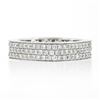 Image 7 : 18k White Gold 1.20 ctw Pave Set Round Diamond Squared 3 Row Eternity Band Ring