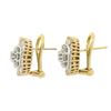 Image 4 : 14k Yellow Gold 2.05 ctw Round Diamond Cluster Stud Omega Earrings & Baguette Ha