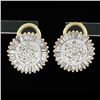 Image 5 : 14k Yellow Gold 2.05 ctw Round Diamond Cluster Stud Omega Earrings & Baguette Ha