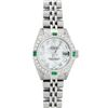 Image 2 : Rolex Ladies Quickset Stainless Steel White Diamond And Emerald 26MM Datejust Wr