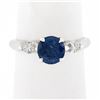 Image 1 : Vintage 14k White Gold 1.28 ctw GIA Round Sapphire & Marquise Diamond Accents Ri