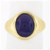 Image 8 : Vintage British 9K Gold Oval Cabochon Amethyst Solitaire Polished Pinky Ring