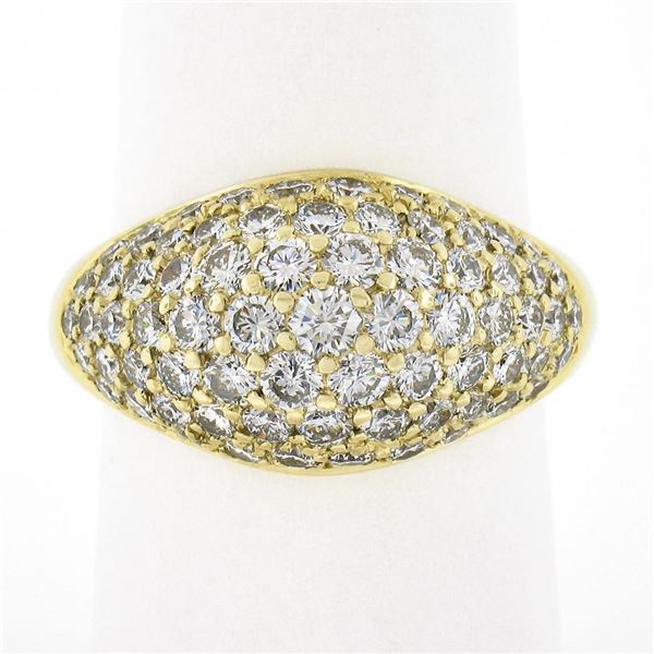 Kurt Wayne 18k Gold 2.25 ctw Pave Round Brilliant Diamond Wide Domed Band Ring