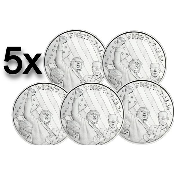 Donald Trump Fight Fine Silver Coin BUNDLE (5)