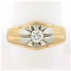 Image 1 : Men's Antique 18K TT Gold 0.42 ctw Old European Diamond Belcher Solitaire Ring