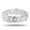 Image 1 : 44.89 ctw UNHEATED MultiColor Sapphire and 2.59 ctw Diamond Platinum Bracelet (G