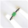 Image 6 : New 14k Gold Colombian Emerald & Sapphire Sideways Engagement Stack Band Ring